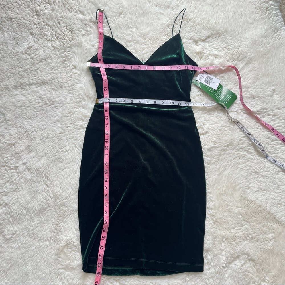 B. Smart Emerald Velvet Mini Dress M - Picture 4 of 6